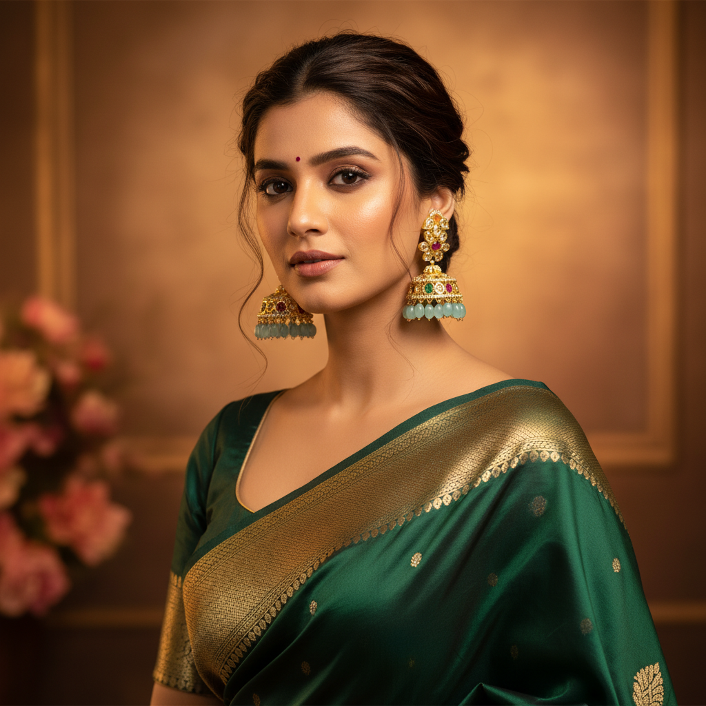 Kundan Polki Jhumka – Lifestyle Model