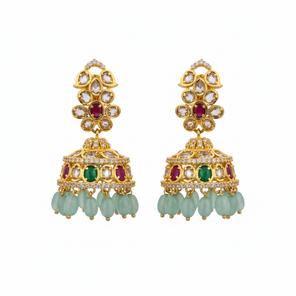 Kundan Polki Jhumka – White Background