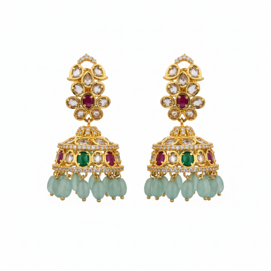 Kundan Polki Jhumka – White Background