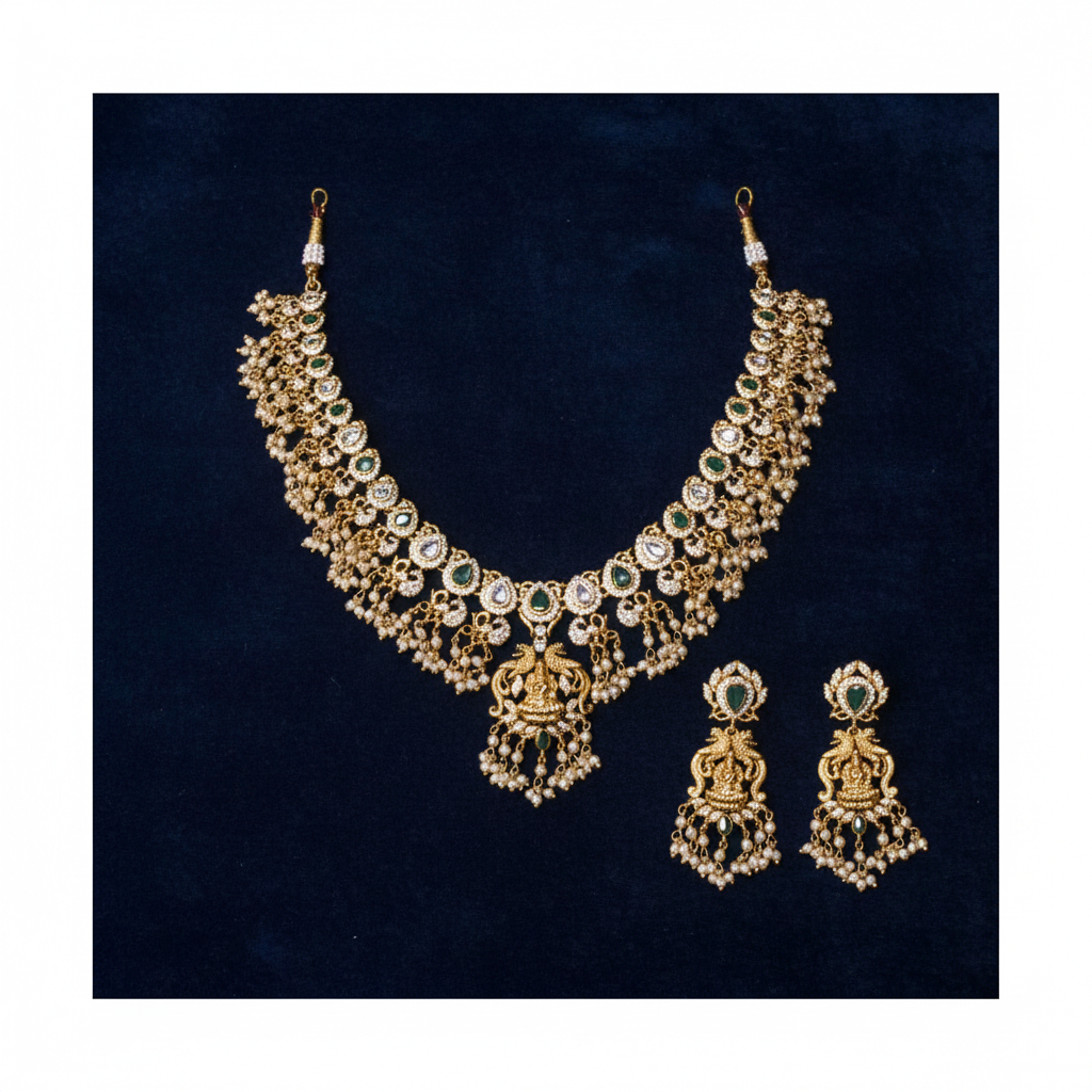 Kundan Polki Lakshmi Set - Flat Lay