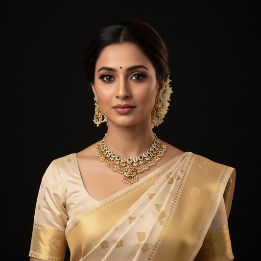 Kundan Polki Lakshmi Set - Model Wear