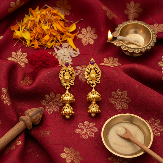 Lakshmi Jhumka Flat Lay - Cultural Context