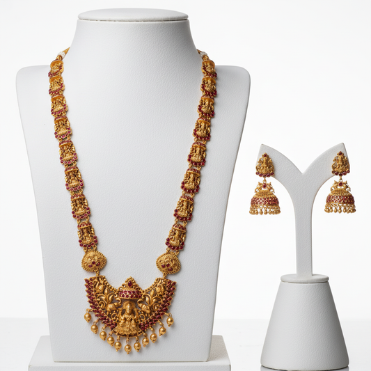 Laxmi Temple Haram Set – White Background 1:1