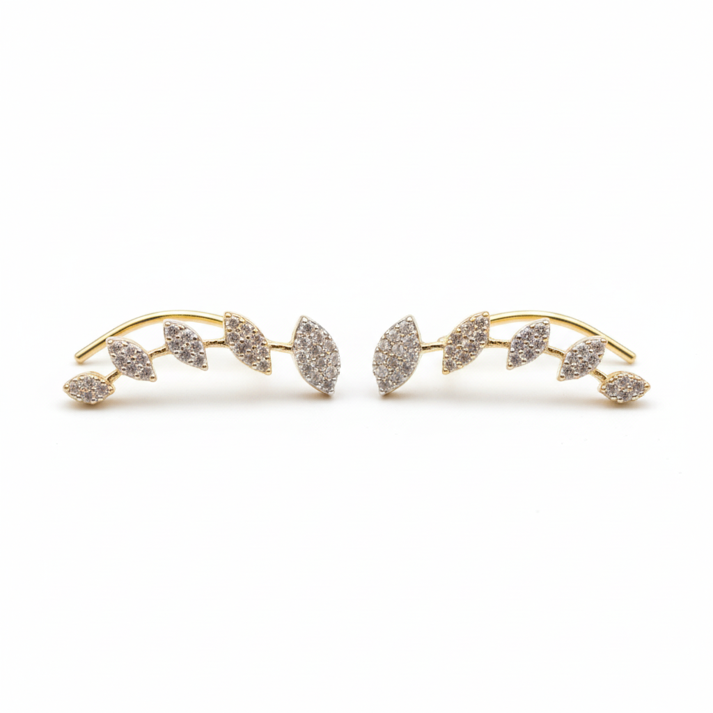 Leaf Ear Cuff on White Background