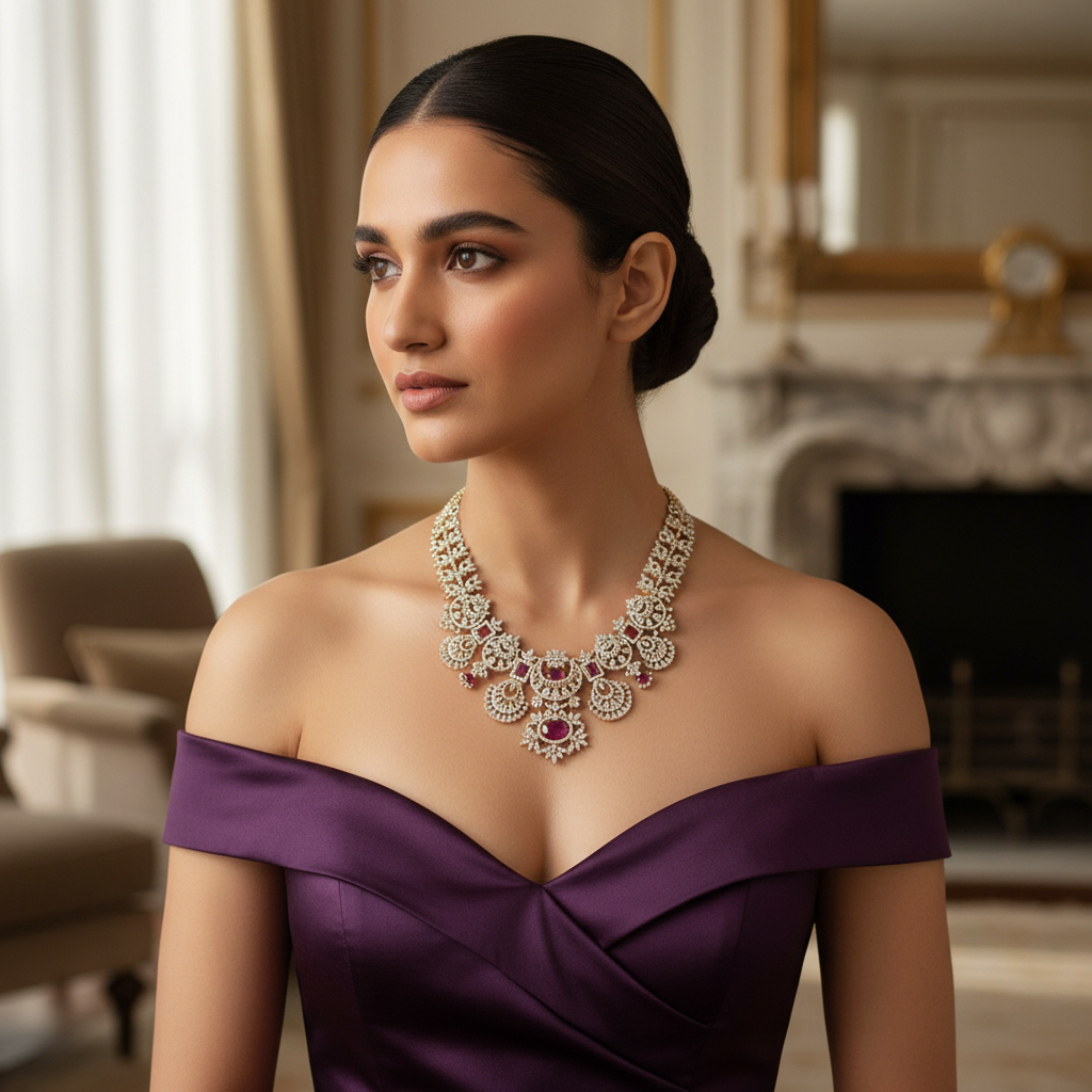 Lifestyle image of American Diamond Necklace