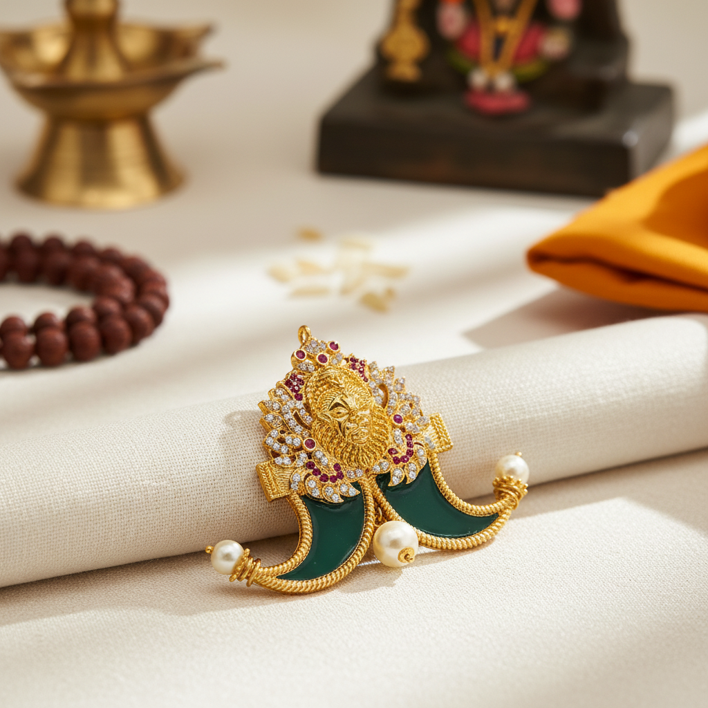 Lifestyle image of Antique Narasimha Puligoru Locket