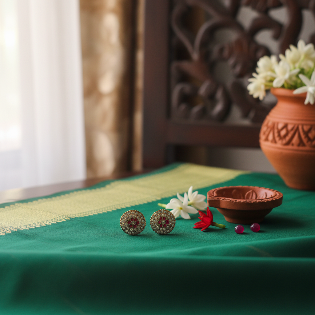 Lifestyle image of panchaloha kammalu studs