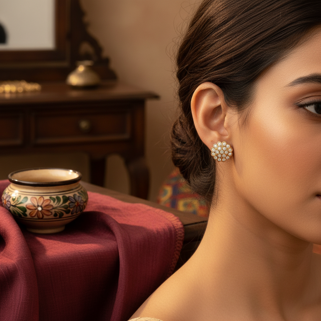 Lifestyle image of Panchaloha Kammalu Studs