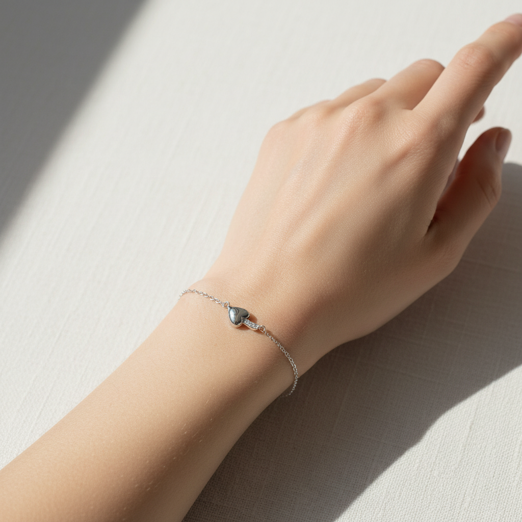 Lifestyle image of sterling silver bracelet