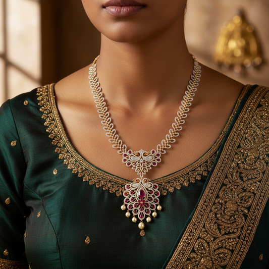Lifestyle Image - Peacock Necklace Only