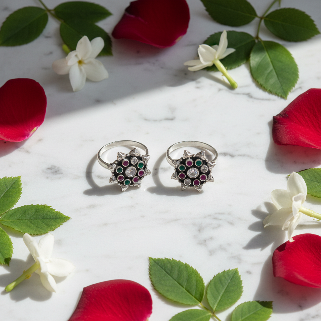 Lifestyle - Oxidised Silver Star Toe Rings