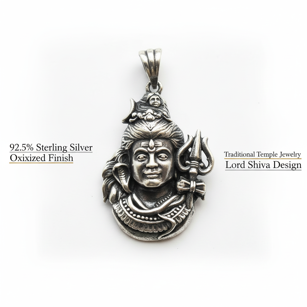 Lord Shiva Pendant - White Background with Specifications