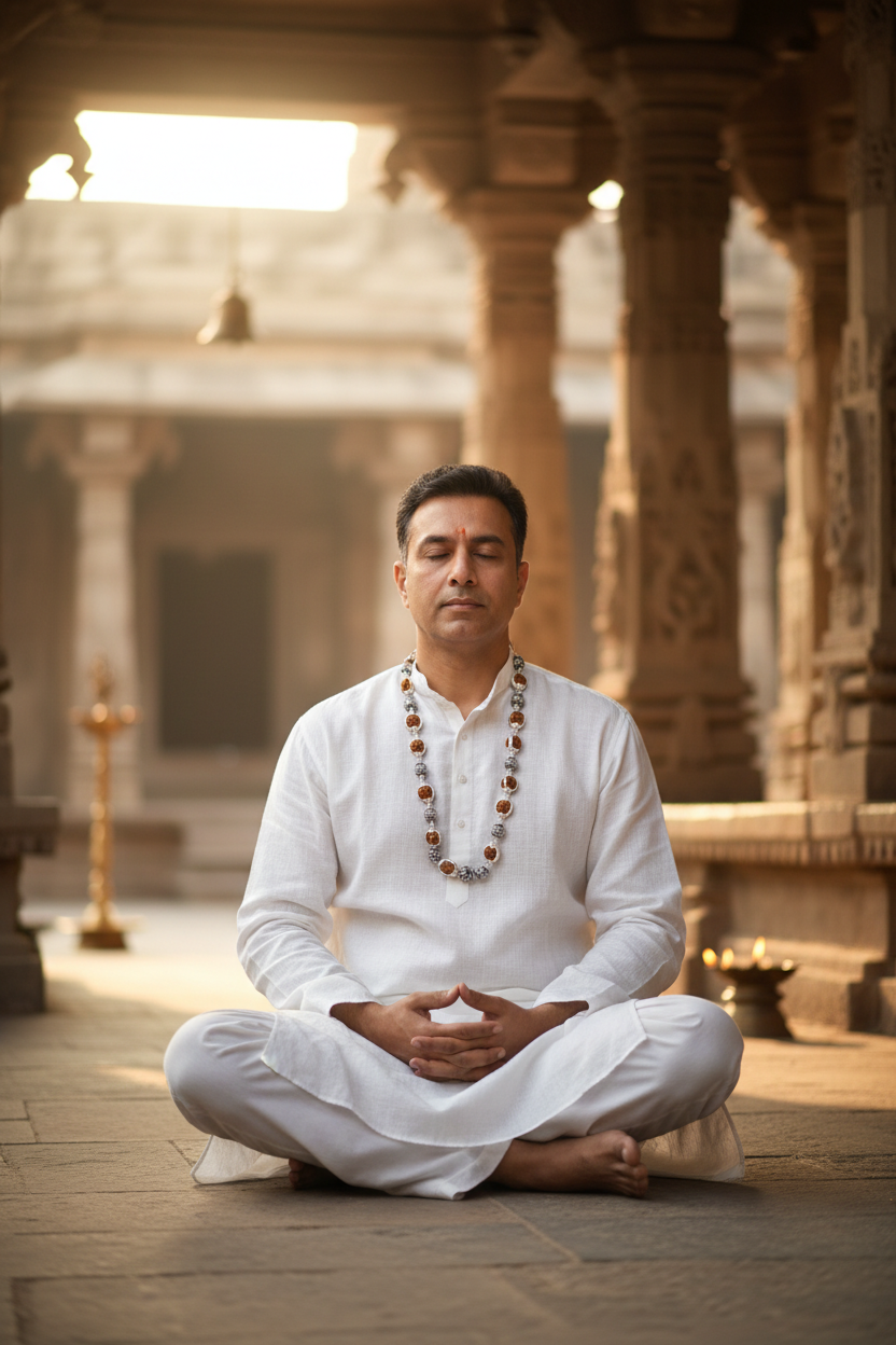 Man wearing Rudraksha Mala - Lifestyle