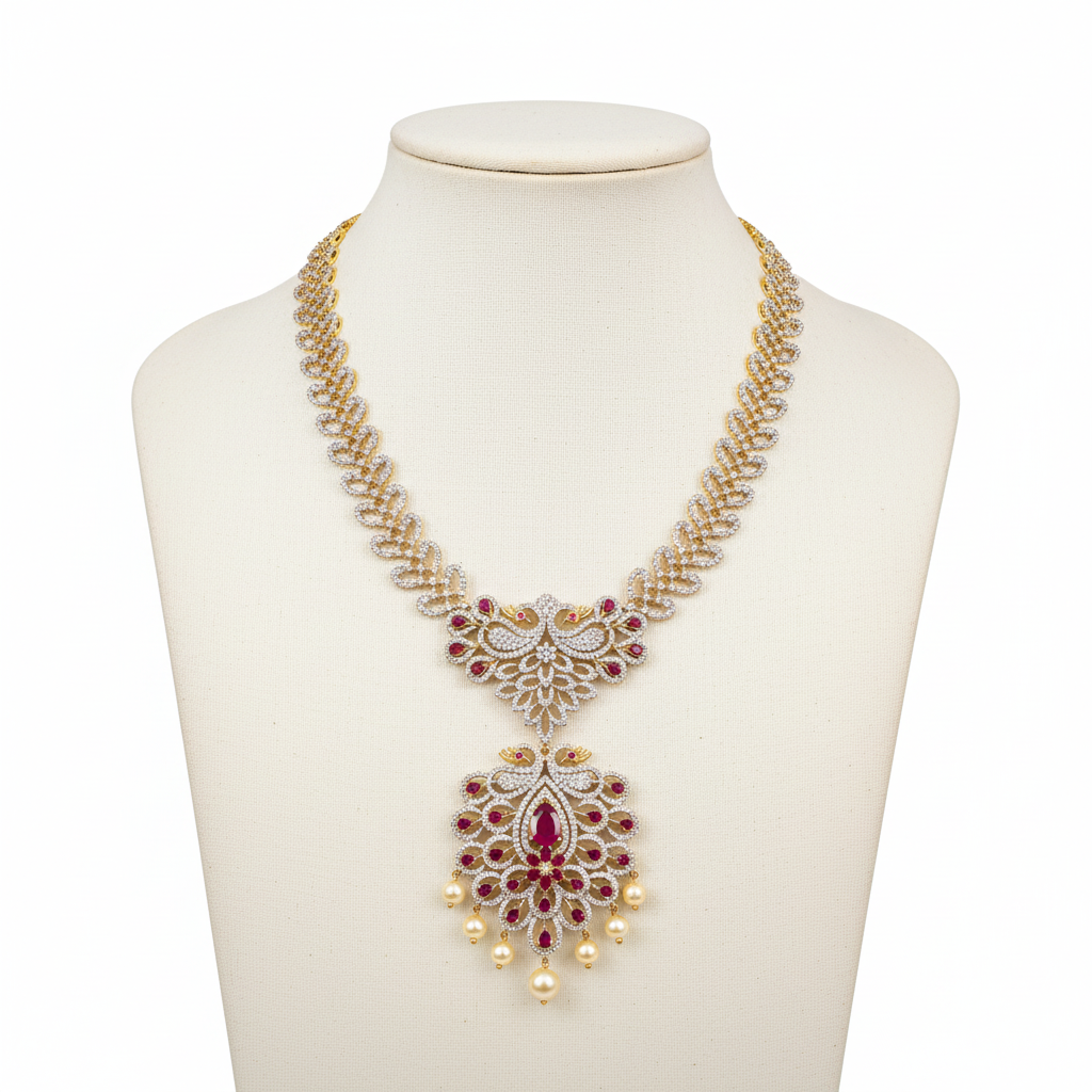 Mannequin Display - Elegant Peacock Necklace