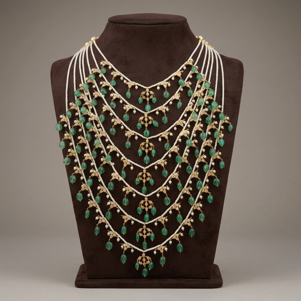 Mannequin display image of the gold necklace set, 1:1
