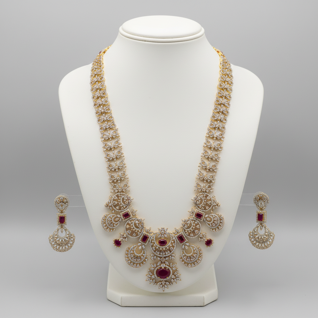 Mannequin display of American Diamond Necklace