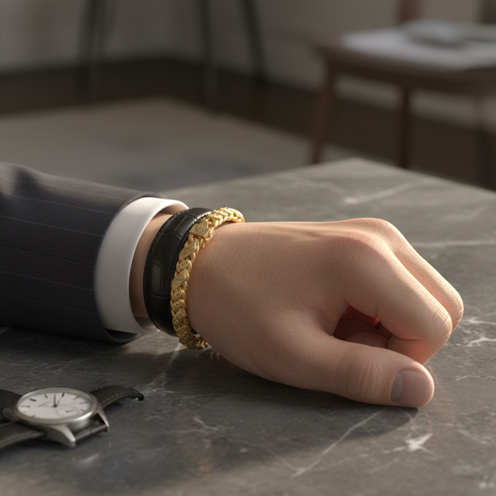 Men's Gold Bracelet Lifestyle Image