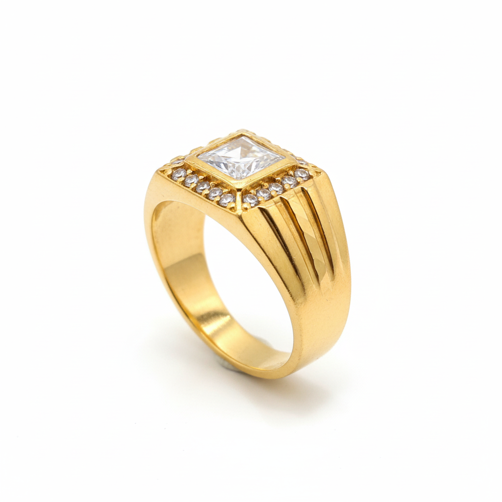 Men's Gold Ring - White Background View 3