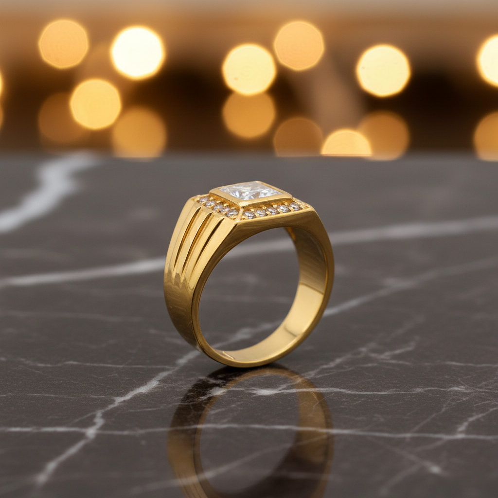 Men's Royal Solitaire Gold Ring 