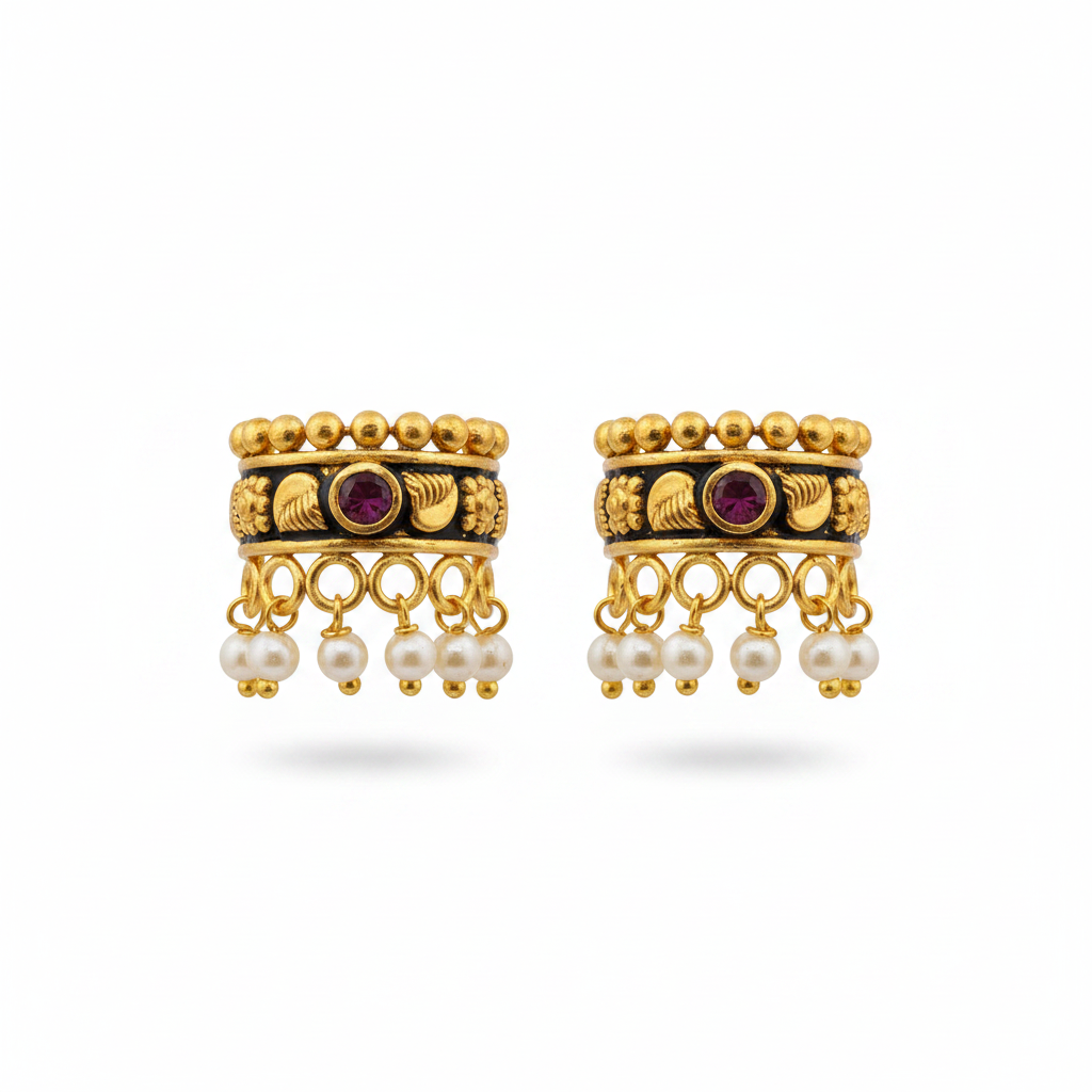 Men's Temple Cartilage Earrings – Pair – White Background