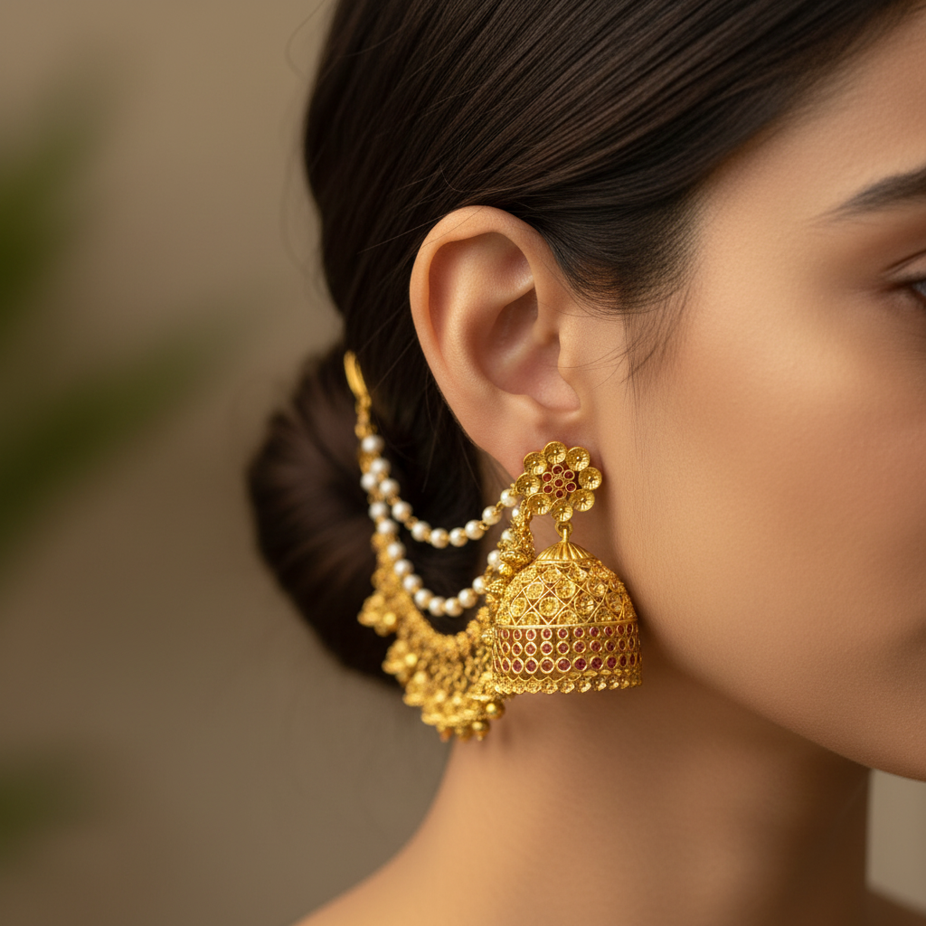 Model Flaunting Earrings
