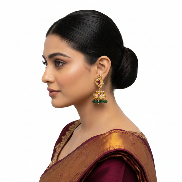 Model Side Profile - Multicolor Jhumki