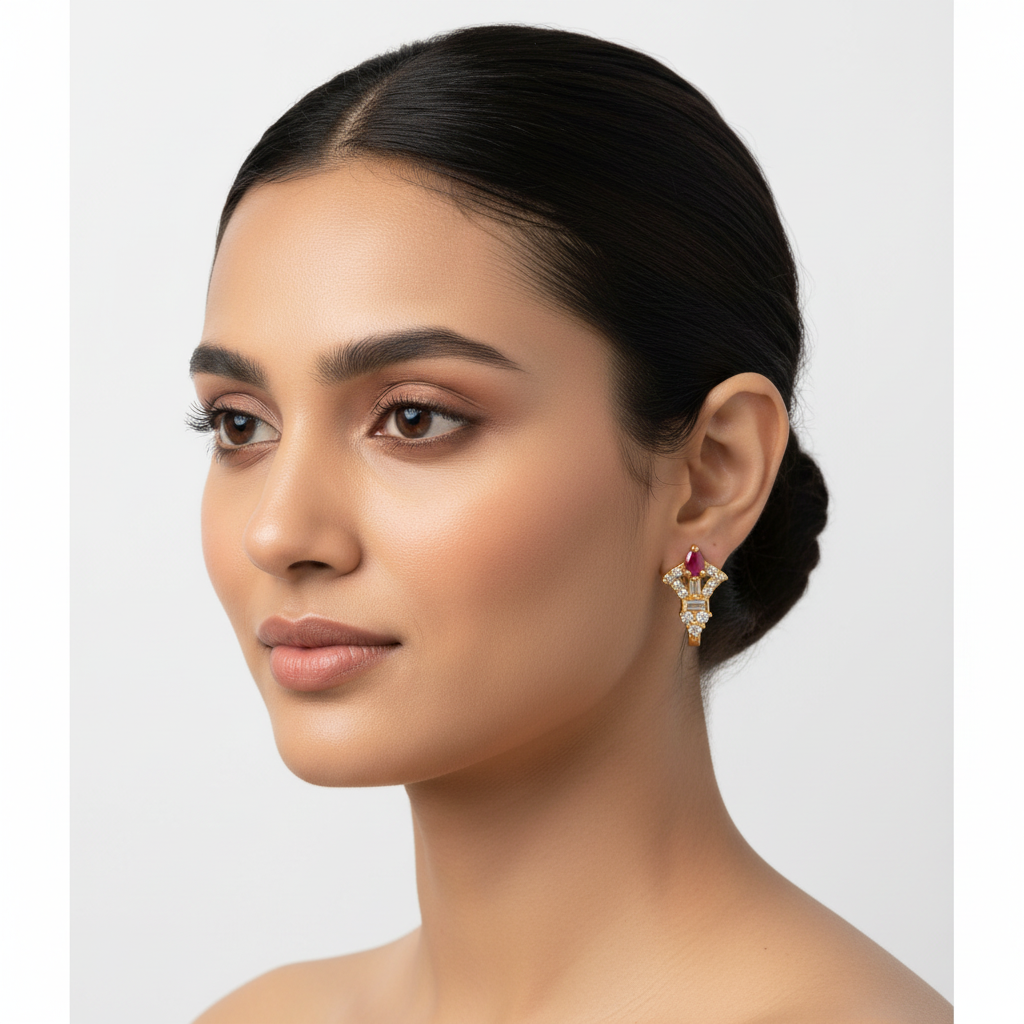 Model Wear - Delicate Temple Earrings