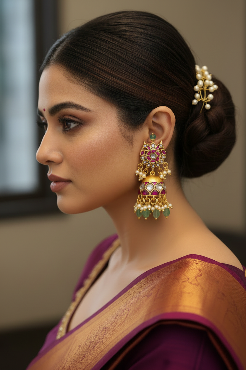 Model Wear - Double Jhumka Earrings (Corrected)