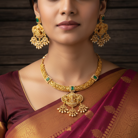 Model Wear – Lakshmi Temple Jewellery Set