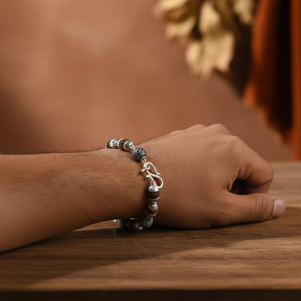 Model Wear - Rudraksha Bracelet 14g Premium