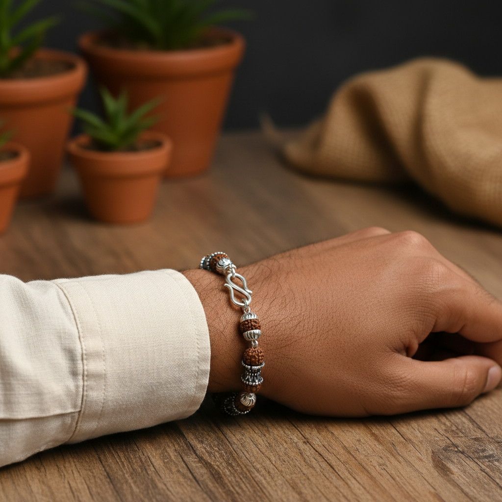 Model Wear - Rudraksha Bracelet 8g