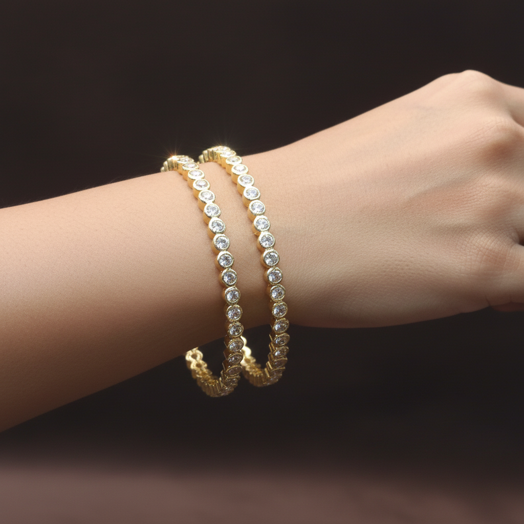 Model wearing 2 bangles