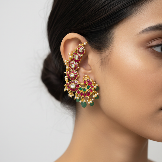 Model Wearing Ear Cuffs