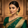 Model Wearing Emerald Polki Jhumka