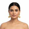Model wearing Gold Polki Jhumka Earrings