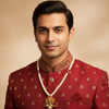 Model wearing Narasimha Temple Pearl Necklace