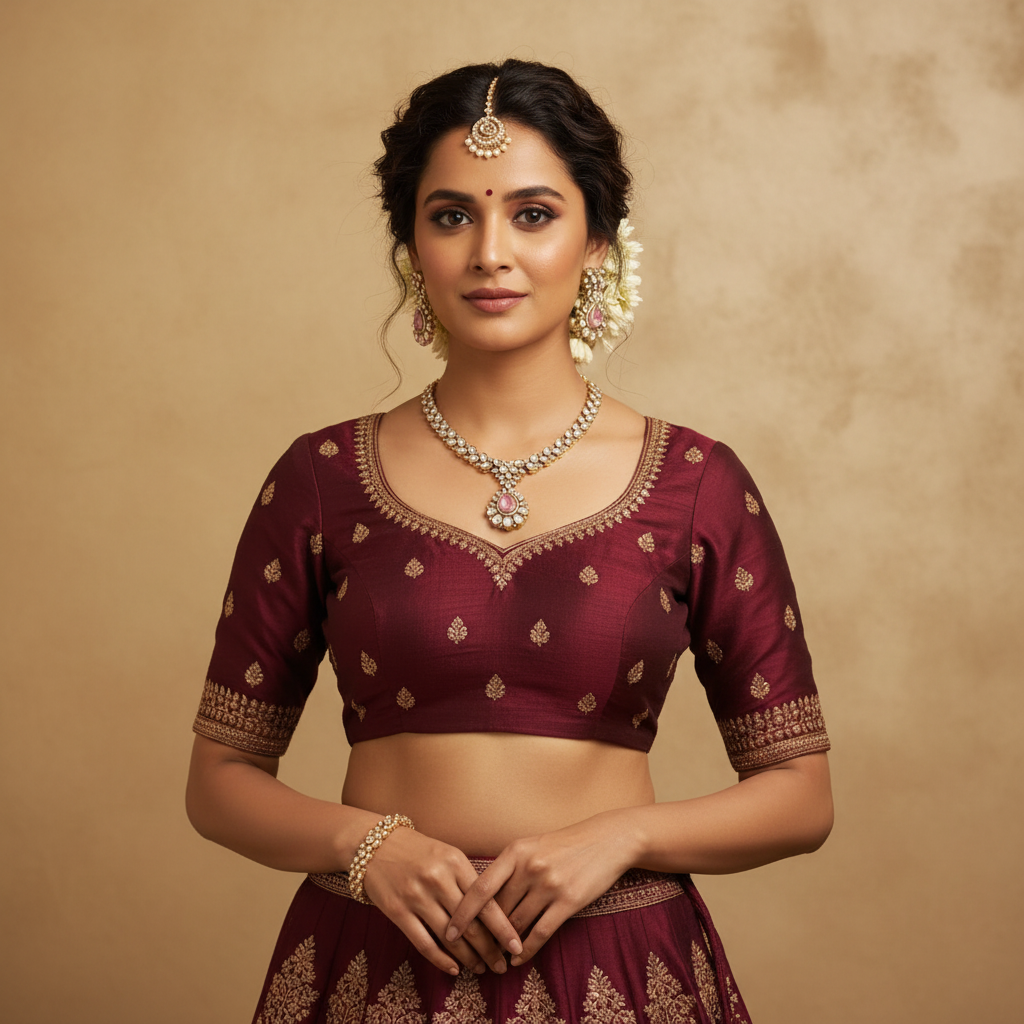 Model wearing Pink Victorian Polki Necklace