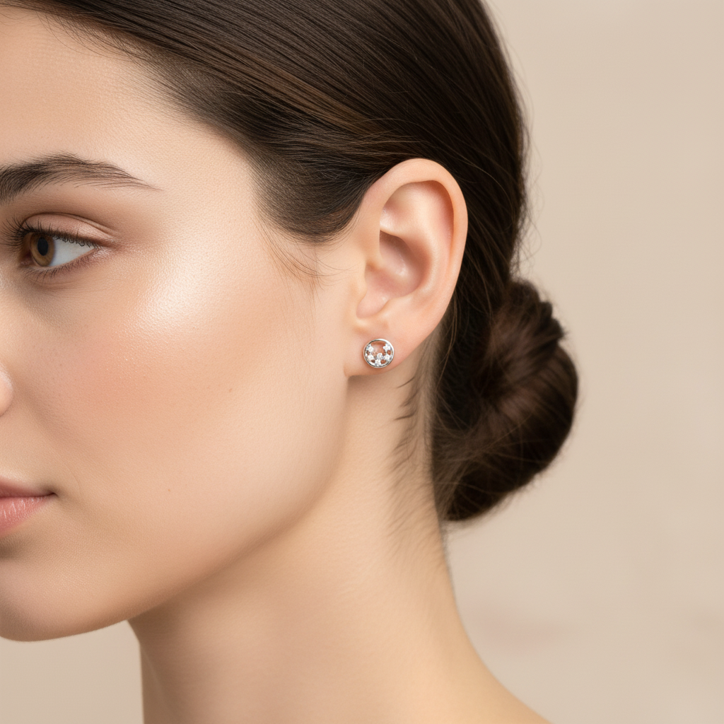 Model with Small Earrings