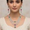 Multi-Colour Diamond Necklace Set – Model Wearing