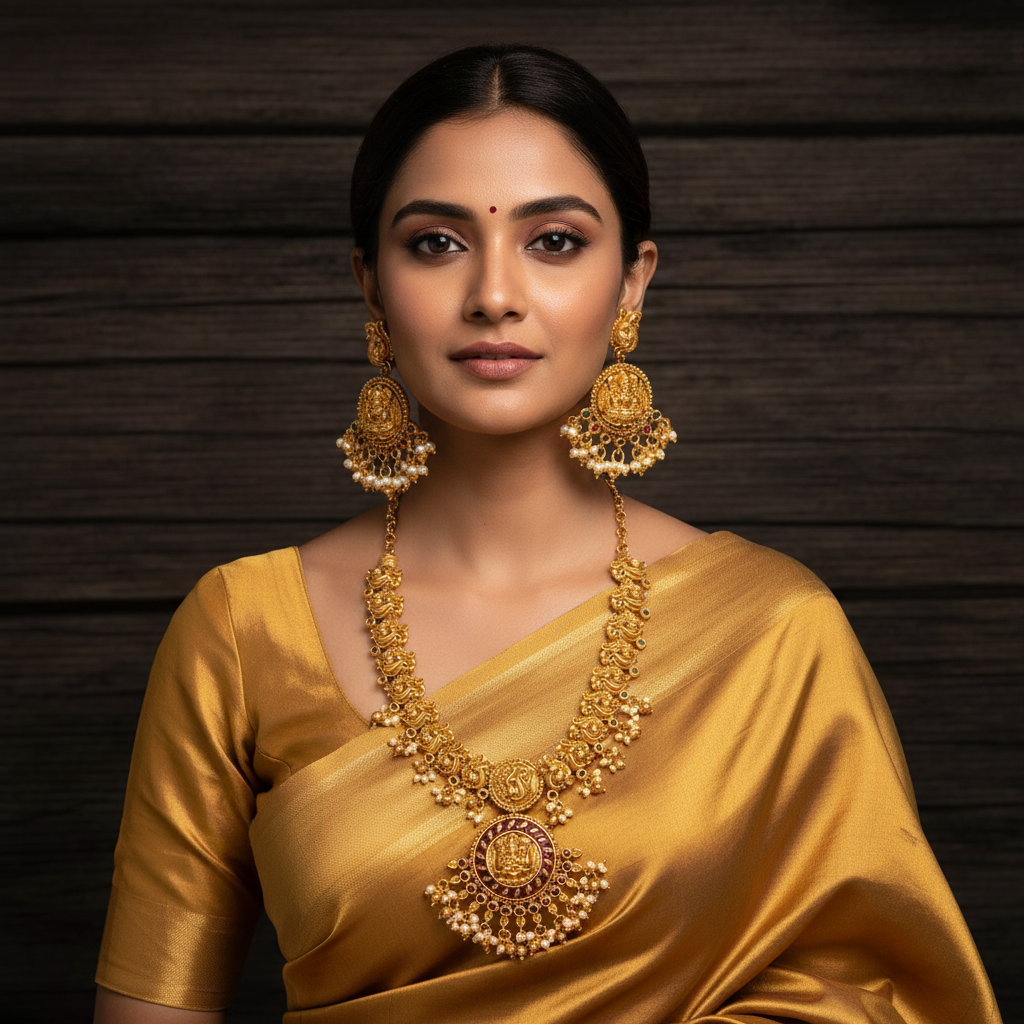 Nagas Lakshmi Temple Set - Model Wear