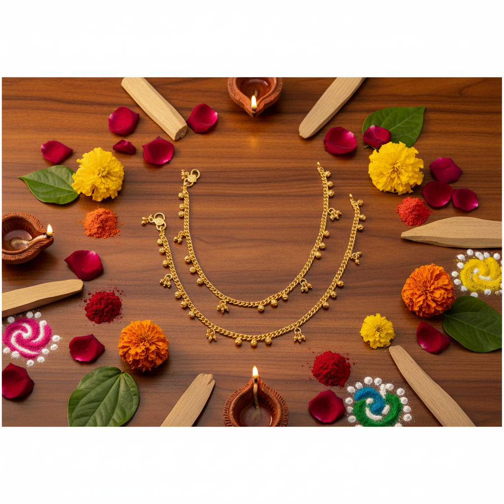 Panchaloha Anklet Flat Lay Cultural