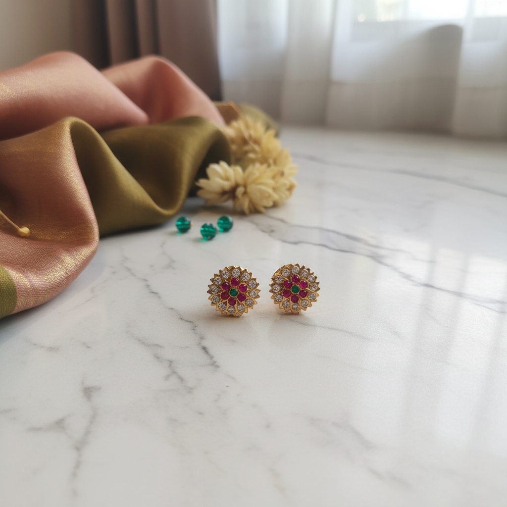 Panchaloha Kammalu Studs - Lifestyle Image