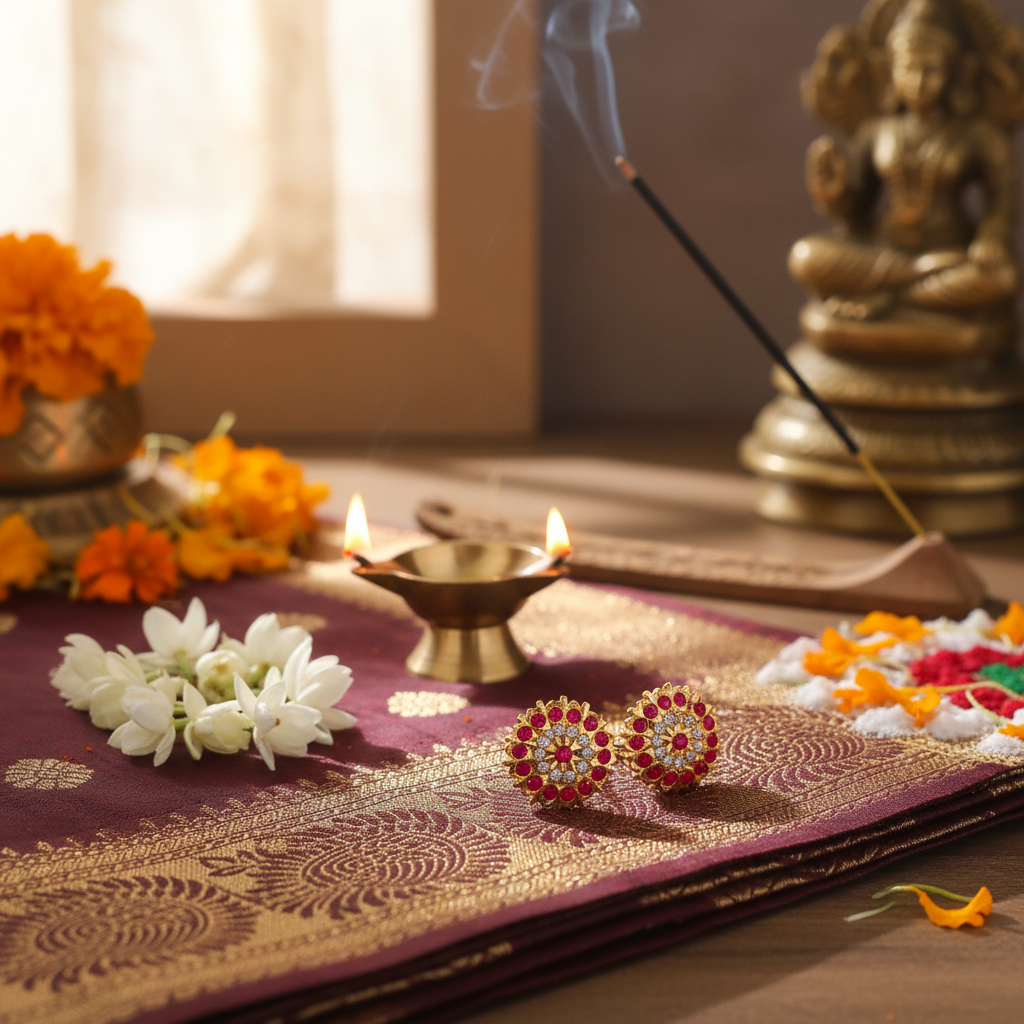 Panchaloha Kammalu Studs Lifestyle Photo