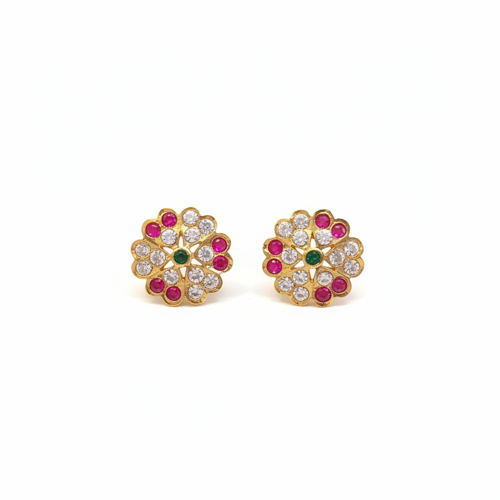 Panchaloha Kammalu Studs - White Background
