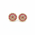 Panchaloha Kammalu Studs with Ruby Border on White Background