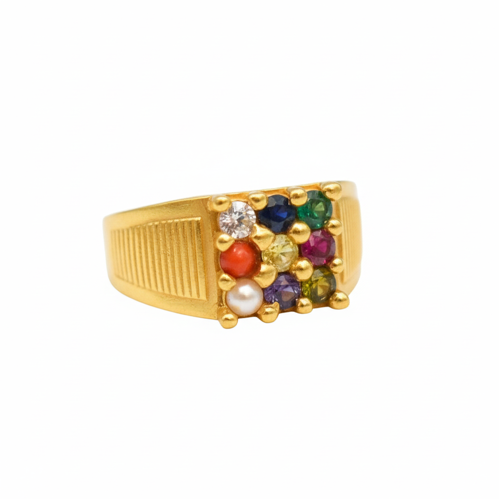 Panchaloha Navratana Ring - White Background