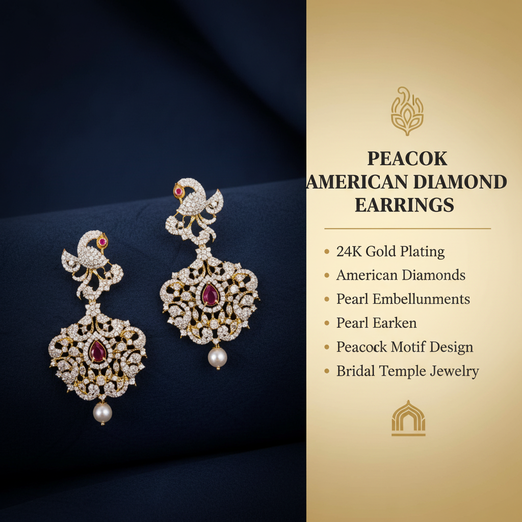 Peacock American Diamond Earrings Specifications