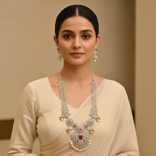 Peacock CZ Haram Set – Elegant Model