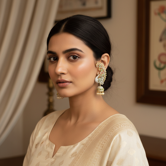 Peacock Ear Cuffs Model Shot