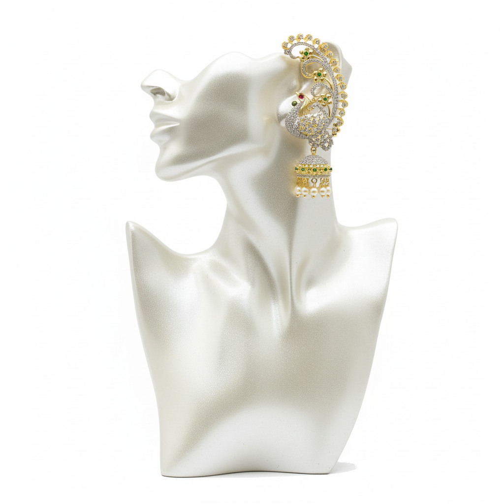 Peacock Earrings Mannequin Display